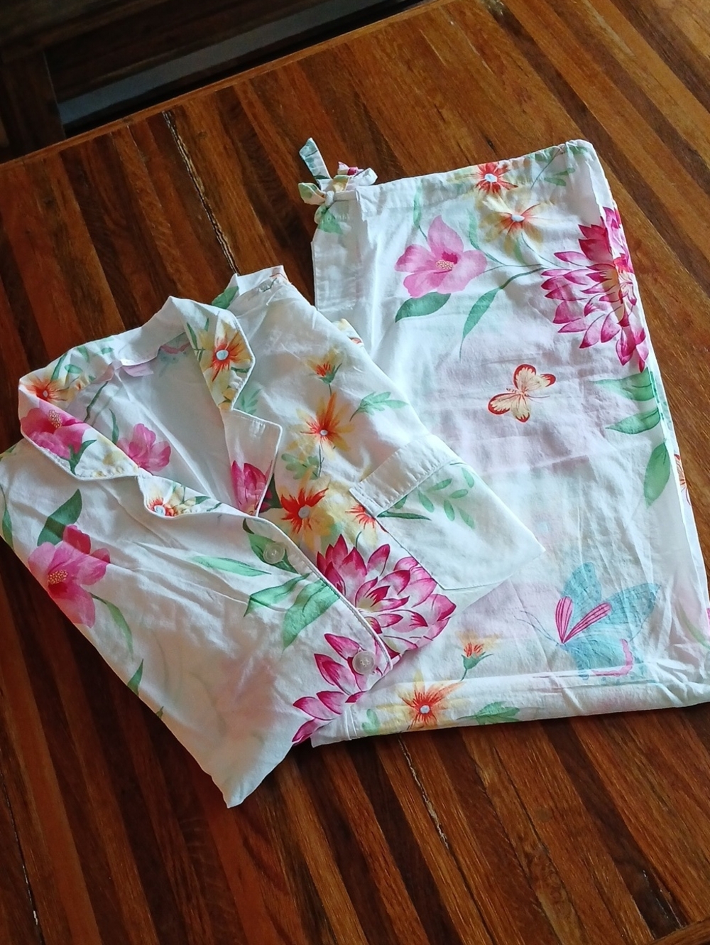 Victoria's Secret Floral Cotton Tunic Pajama Set - Large